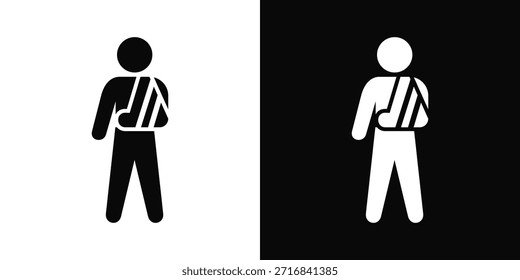 Estilo de fondo blanco y negro del icono del brazo roto