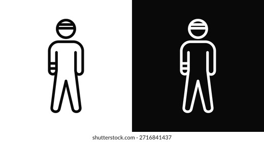 Estilo de fondo blanco y negro del icono del brazo roto