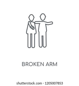 broken arm linear icon. broken arm concept stroke symbol design. Thin graphic elements vector illustration, outline pattern on a white background, eps 10.