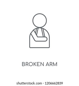 Broken arm linear icon. Broken arm concept stroke symbol design. Thin graphic elements vector illustration, outline pattern on a white background, eps 10.