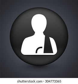 Broken Arm on Black Round Button