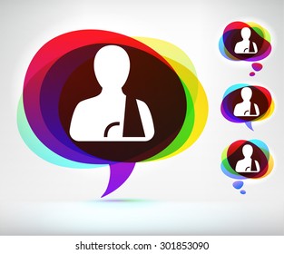 Broken Arm on Colorful Speech Bubble