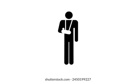 Broken Arm sign, black isolated silhouette