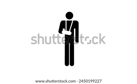 Broken Arm sign, black isolated silhouette