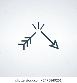 Broken arrow symbolizing failure, decline, or broken direction in a minimalist style.