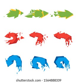 Broken arrows, great design for any purposes. Set collection. Vector technology background. Up arrow icon.