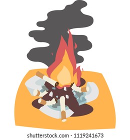 Broken ashtray and fire