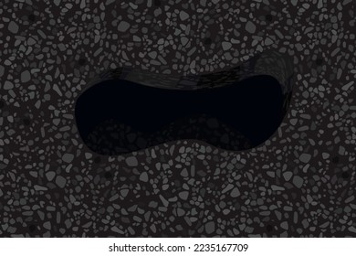 Broken asphalt, a damaged road vector illustration design.