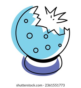 Broken ball hand drawn icon 