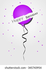 broken balloon with falling confetti and happy birthday