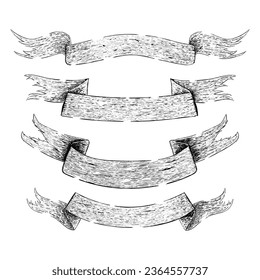 broken banners hand drawing vector isolated on white background.