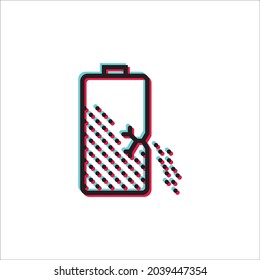 Broken battery icon with glitch effect