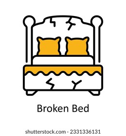 Broken Bed Filled Outline Icon Design illustration. Home Repair And Maintenance Symbol on White background EPS 10 File