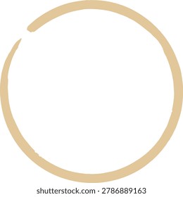 Broken beige circle on white background, incomplete round ring in minimalist circular design