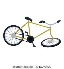 Bicicleta rota con el neumático plano que miente en tierra, concepto de accidente, daño, y reparación
