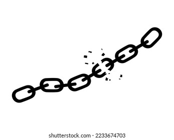 Broken black chain. Freedom concept. vector illustration