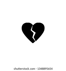 Broken black heart. Vector icon.