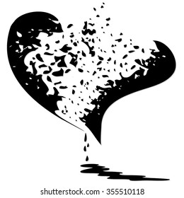 Broken Bleeding Heart Icon, hand drawn icons and illustrations for valentines and wedding - stock vector