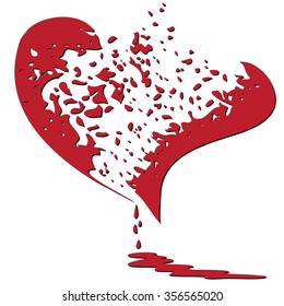 Broken Bleeding Heart Icon, hand drawn icons and illustrations for valentines and wedding - stock vector