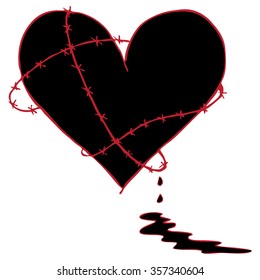 Broken Bleeding Heart Icon, hand drawn icons and illustrations for Valentines, Anti Valentines and Fashion- stock vector