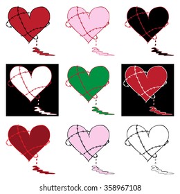 Broken Bleeding Heart Icon, hand drawn icons and illustrations for Anti-Valentines - stock vector