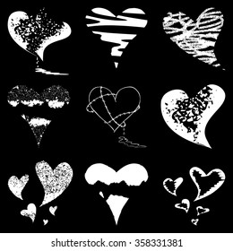 Broken Bleeding Heart Icon set, hand drawn icons and illustrations for Anti-Valentines - stock vector icons