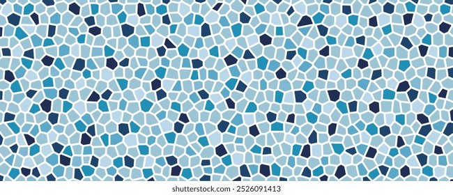 Broken blue ceramic tile pebble mosaic pattern background, abstract pattern scene, random color vector illustration.