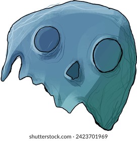 broken blue skull vector illustration