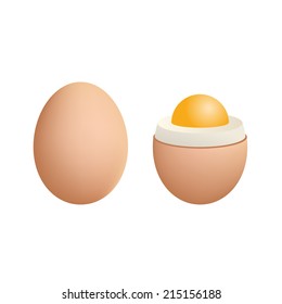 Broken Boiled Egg Isolated on White Background. Vector illustration