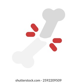 broken bone colorful flat style icon