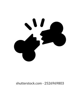 Broken bone fracture cracked medicine medical icon, vector illustration