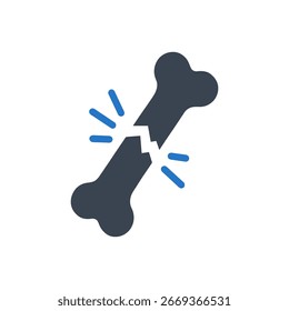 Icono de fractura de hueso roto aislado sobre fondo blanco