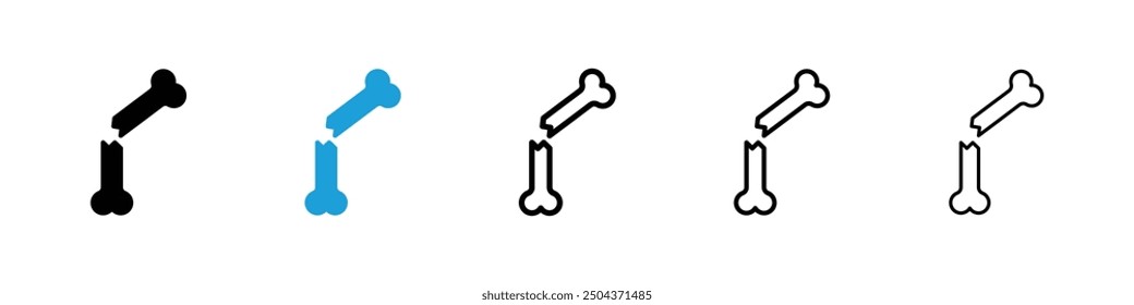 Broken bone icon in black and blue colors