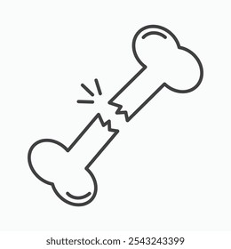 Icono de hueso roto en negro delineado y sólido.