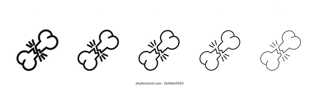 Broken bone icon black and white vector sign