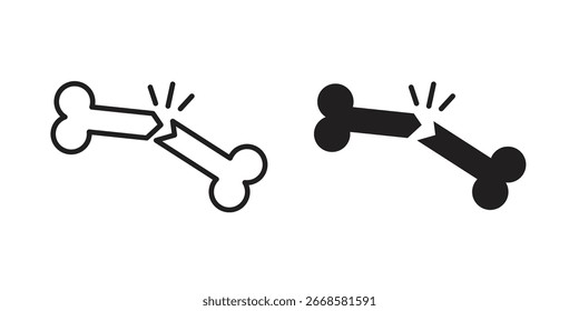 Icono de hueso roto Vector blanco y negro Gráfico
