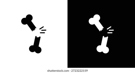 Broken bone icon. Black and white simple flat design icon