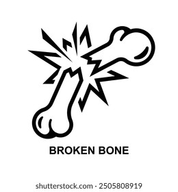 Broken bone icon. Broken bones fracture hand drawn isolated on background vecror illustration