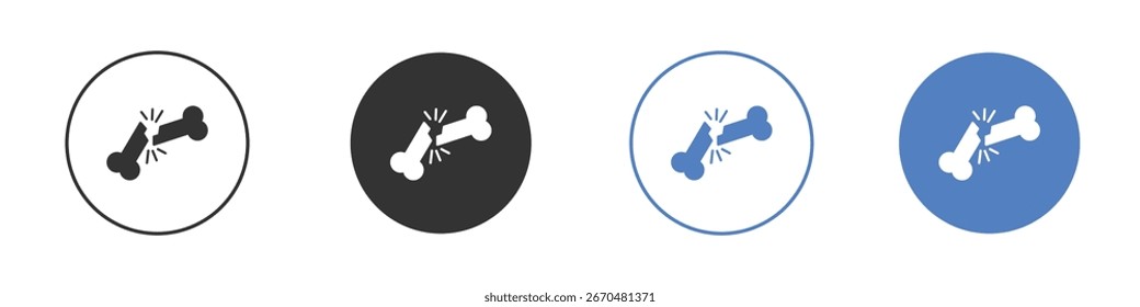 Das Konzept des gebrochenen Knochensymbols Solid Style Icon Designs für Website, App, UI.