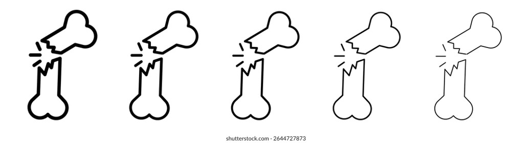 Broken bone icon flat illustration set logo