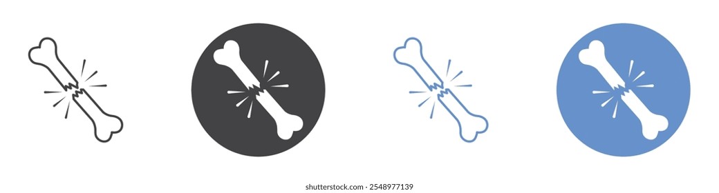 Broken bone icon flat line symbol set.