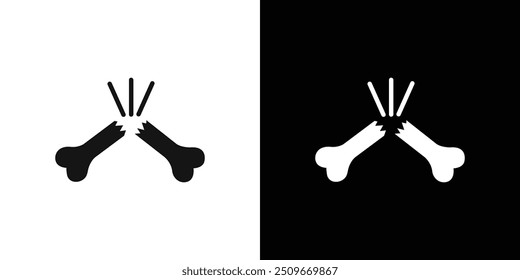 Broken bone icon Flat vector set outline