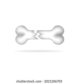 Broken bone icon, health care concept, bone fragility, severe injury, healing effect. isolated on white background. 