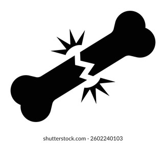 Broken bone icon. Human body broken bone silhouette symbol website design. Cranial bone break symbol. Bone broken vector, icon isolated on white background. Vector illustration.