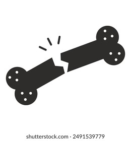 broken bone icon, injury symbol, flat vector illustration on a white background