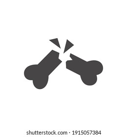 Broken Bone Icon Isolated on Black and White Vector Graphic