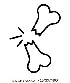 broken bone icon line isolated on white illustration eps 10
