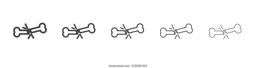 Broken bone icon in linear strokes concept