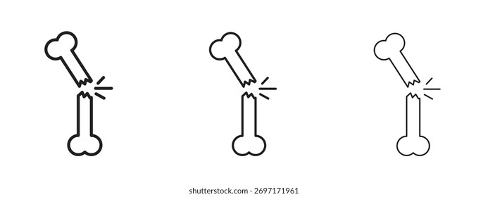 Broken bone icon linear style sign for mobile concept and web design.
