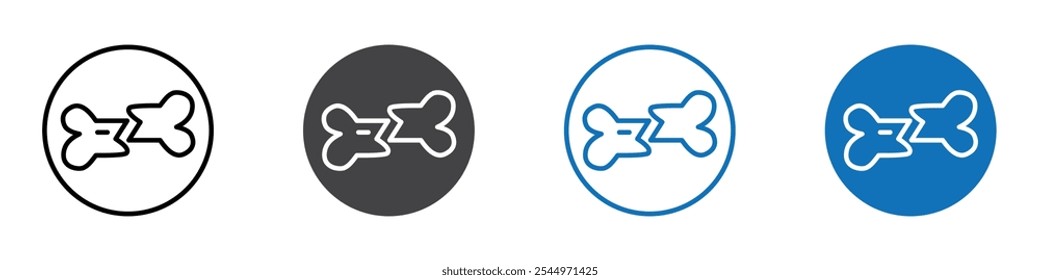 Symbol für gebrochene Knochen Logo-Zeichen in dünner Linie Umriss